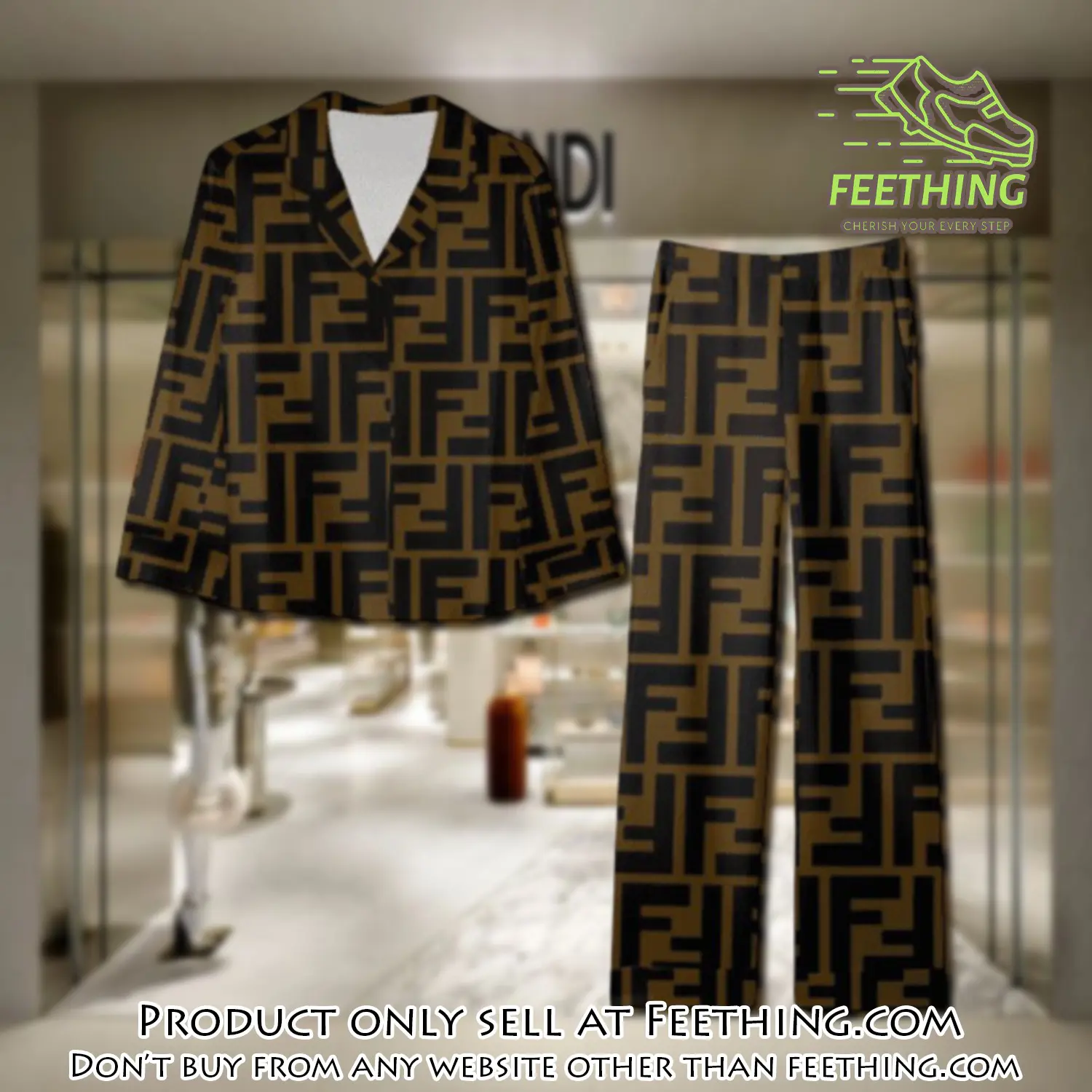 Trending luxury fendi satin pajama set pjs1051 ft5925420